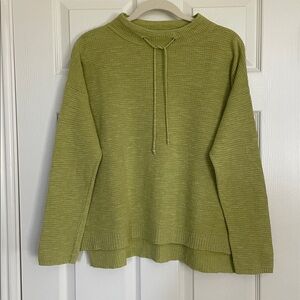 Eileen Fisher Linen-Cotton Blend Chartreuse Pullover Sweater Women's M